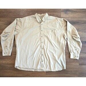 Cabelas Shooting Shirt Mens 3XL Tall Button Front Long Sleeve Brown Lightweight
